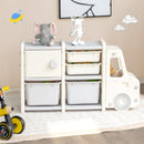 Truck-Shaped Kids Storage Cabinet with Four Removable Bins – Grey product view 6