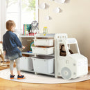 Truck-Shaped Kids Storage Cabinet with Four Removable Bins – Grey product view 7