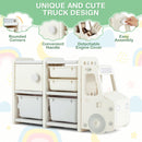 Truck-Shaped Kids Storage Cabinet with Four Removable Bins – Grey product view 10