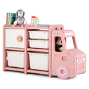 Truck-Shaped Kids Storage Cabinet with Four Removable Bins – Pink product view 2
