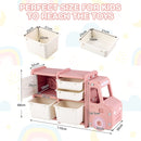 Truck-Shaped Kids Storage Cabinet with Four Removable Bins – Pink product view 4