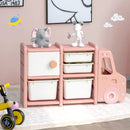 Truck-Shaped Kids Storage Cabinet with Four Removable Bins – Pink product view 6