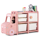 Truck-Shaped Kids Storage Cabinet with Four Removable Bins – Pink product view 8