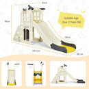 Yellow six-in-one slide playset - dimension diagram