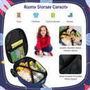 Blue & White Astronaut folding scooter suitcase: interior storage; packing contents not included