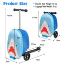 Blue Shark folding scooter suitcase: dimensions and weight limits