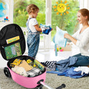 Pink Unicorn folding scooter suitcase: interior storage; packing contents not included