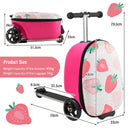 Pink & White Strawberry folding scooter suitcase: dimensions and weight limits