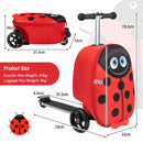 Red Ladybird folding scooter suitcase: dimensions and weight limits