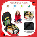 Red Ladybird folding scooter suitcase: interior storage; packing contents not included