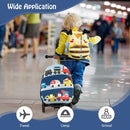 Colourful Vehicles folding scooter suitcase: folded suitcase view; extra props not included