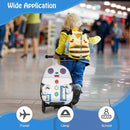 White Robot folding scooter suitcase: folded suitcase view; extra props not included