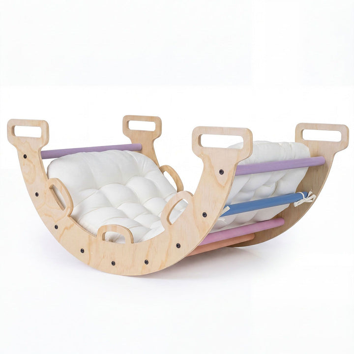 Multicolour supplier variant of the wooden climbing arch and cushion