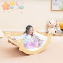 Natural wooden arch in a seated awake-play setting; loose toys are not included