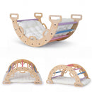 Macaron wooden arch shown in rocking and climbing configurations; one arch supplied