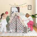 Grey and White triangle playset shown with climbing and basketball activities