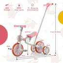 Pink TS10070 4-in-1 kids bike — dimensions, age and load guide