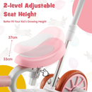 Pink TS10070 4-in-1 kids bike — two seat height settings