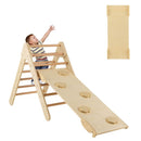 Natural wooden triangle ladder and reversible ramp with raised grips