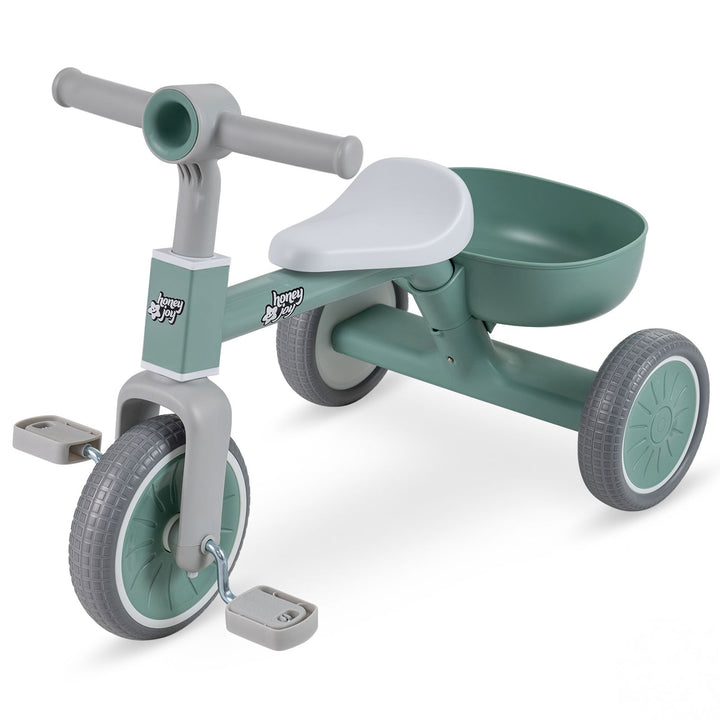 Convertible Kids Tricycle with Removable Pedals - Green product view