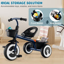 Toddler Tricycle with Adjustable Seat and Two Baskets - Navy product details