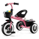 Toddler Tricycle with Adjustable Seat and Two Baskets - Pink product view