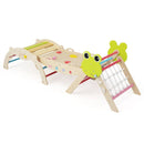 Colourful frog-themed wooden triangle, arch and ramp set