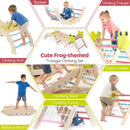 Frog climbing set illustrated climbing, rocking, crawling and balance-board activities