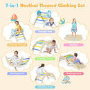Seven climbing and play arrangements