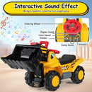 Construction ride-on sound panel with engine, horn, dump and volume buttons
