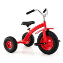 Red adjustable kids tricycle – three-quarter product view on white