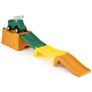 Complete green ride-on car with orange storage base and green, yellow and orange track