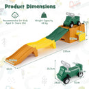 Dimensions of coaster track and green car, with supplier age and load labels