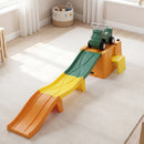 Unoccupied three-colour track and green car in an indoor room
