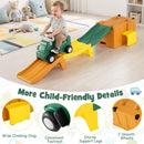 Climbing step, car footrest, track supports and two transport wheels on the storage box
