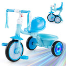 Folding Toddler Tricycle with Light-Up Rear Wheels - Blue product view