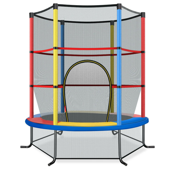Multicolour kids mini trampoline with enclosure net