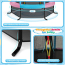 Macaron kids mini trampoline with enclosure net lower skirt net, leg and zip-entry details