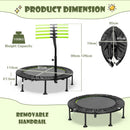 Green 110 cm folding trampoline dimensions and removable handrail