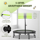 Green padded handrail with five height settings from 99 to 126 cm