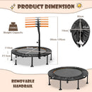 Orange 110 cm folding trampoline dimensions and removable handrail