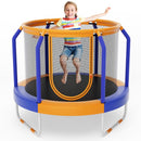 Orange and blue 120 cm trampoline with low enclosure net and three U-shaped legs