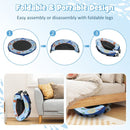 Folding sequence and compact storage views of the mini trampoline