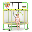 153 cm Green activity trampoline with swing in use
