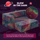 Two-Seater Kids Play Couch with Glow Patterns – unicorn pattern glowing after light exposure