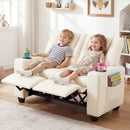 Two-Seater Kids Push-Back Recliner with Cup Holders – Beige product view 2