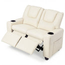 Two-Seater Kids Push-Back Recliner with Cup Holders – Beige product view 4