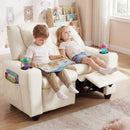 Two-Seater Kids Push-Back Recliner with Cup Holders – Beige product view 6