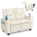 Two-Seater Kids Push-Back Recliner with Cup Holders – Beige product view 7