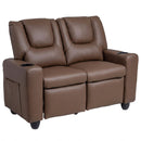Two-Seater Kids Push-Back Recliner with Cup Holders – Brown product view 3